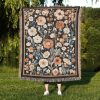 Dark Floral Woven Blanket A Tapestry Throw With Vintage Wildflowers